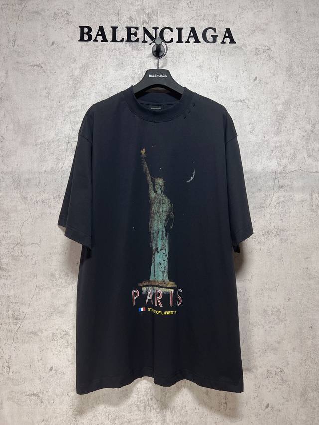 balenciaga Top Version.1:1 Official Quality Statue Of Liberty Printed Short-S