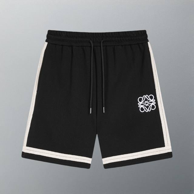 High Version Loewe Letter Patchwork Leather Pocket Label Shorts Pure Cotton 360G