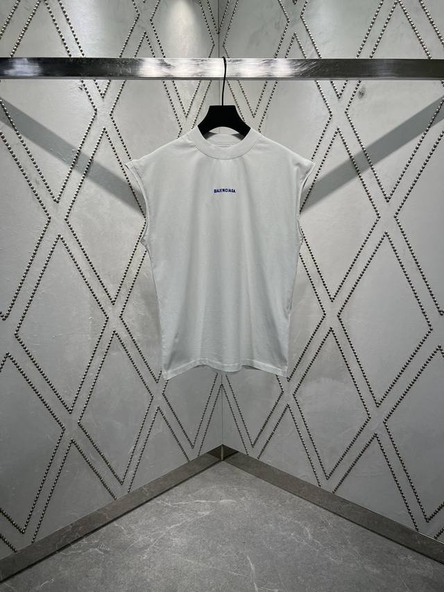 Paris 25Ss New Style Ripped Vest With Blue Brand Embroidery On The Back Of The C