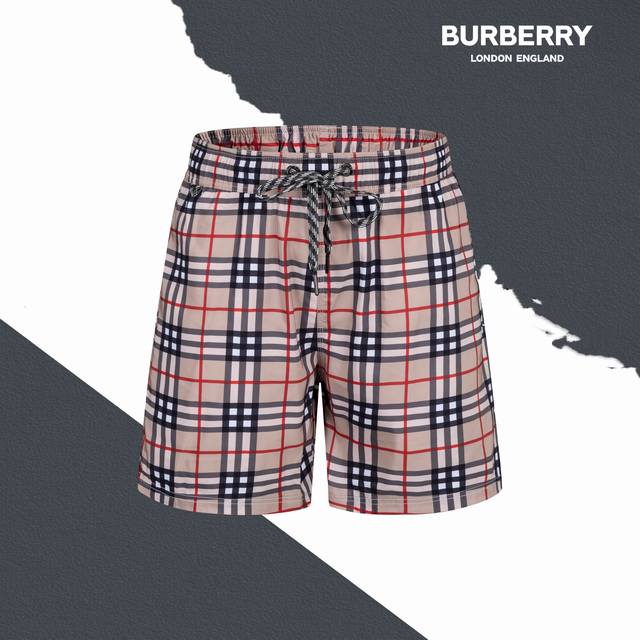 Style No. Sl137 Burberry Classic Plaid Beach Shorts With Inner Mesh Drawstring S