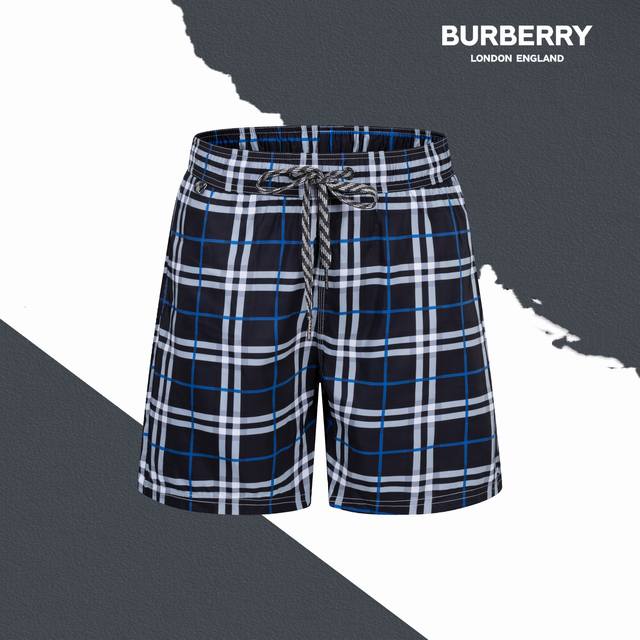 Style No. Sl136 Burberry Classic Plaid Beach Shorts With Inner Mesh Drawstring S