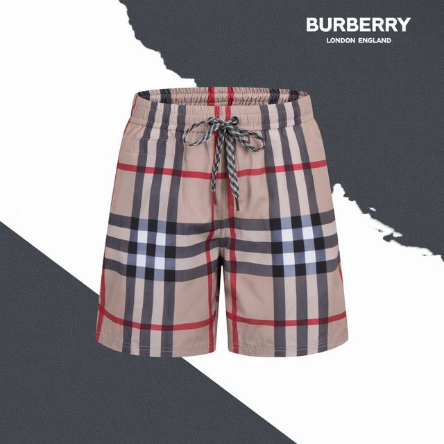 Style No. Sl129 Burberry Classic Plaid Beach Shorts With Inner Mesh Drawstring S