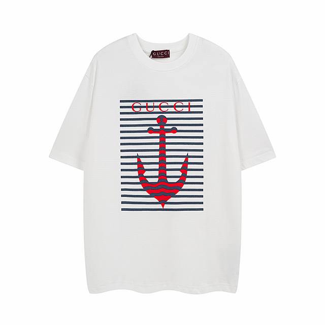 Available All Year Round Gucci Anchor Print Round Neck Short Sleeves 25Th Year N