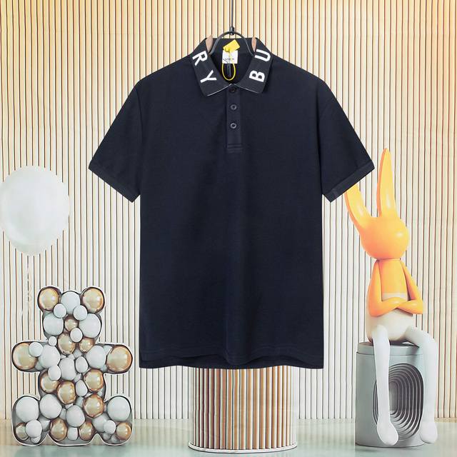 Burberry Collar Micro-Logo Jacquard Polo Shirt Fabric Selection Customized Fabri