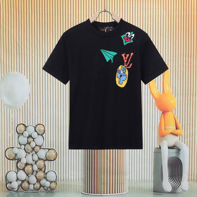 louis Vuitton Louis Vuitton Paper Airplane Design Knitted Jacquard Short Slee