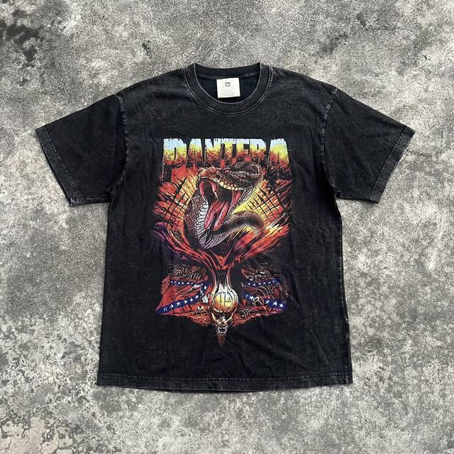 Style No. 601 Pandora Snake Dark Cotton Loose Washed Short Sleeve T-Shirt Size S