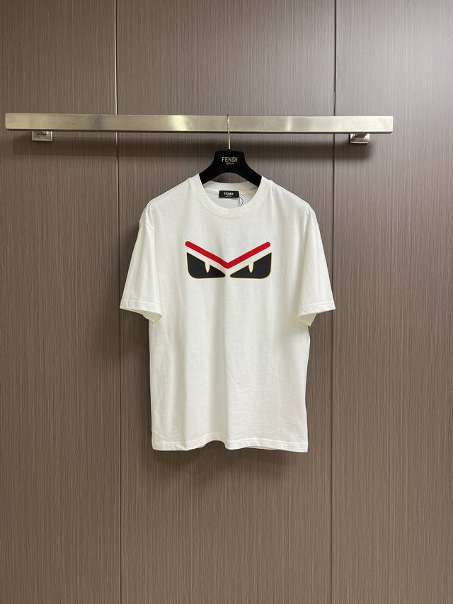 fendi New Summer Round Neck T-Shirt With Monster Eyes. Made Of Pure Cotton Fa