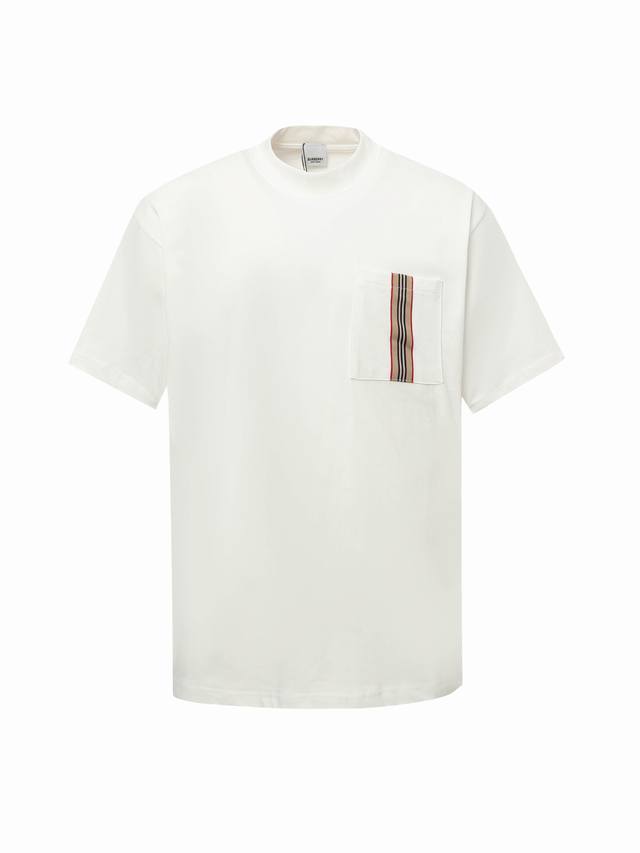 burberry 25Ss Pocket Plaid Ribbon Short-Sleeved T-Shirt Made Of Customized Fa