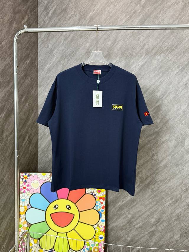 Style Number G129 Kenzo Letter Print Small Flower Embroidery Round Neck Short Sl
