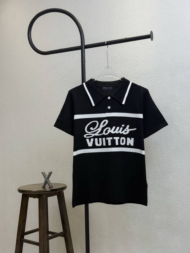Style No. X183 Lv Louis Vuitton Striped Signature Letter Knitted Polo Shirt Shor