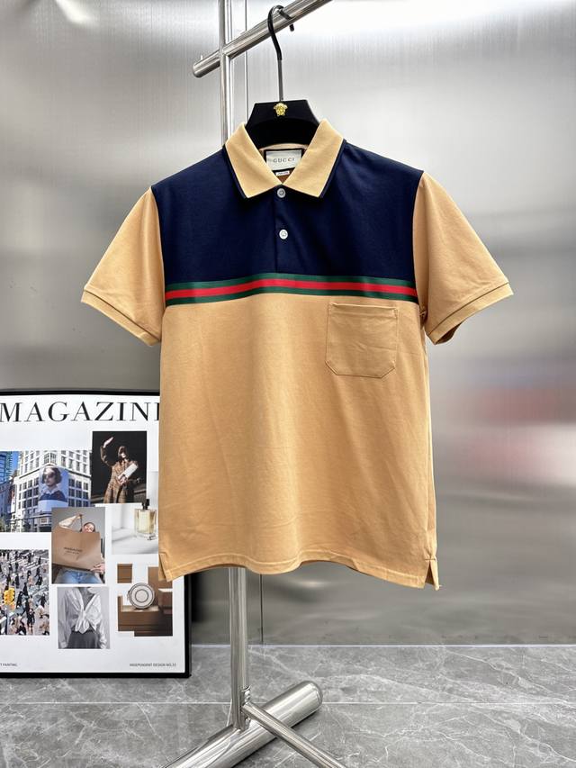 gucci Spring And Summer New Men's Short-Sleeved Polo Shirt. The Latest Design