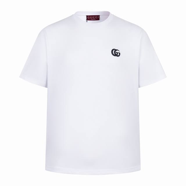 Exclusive Supply Guc Double G Embroidered Short Sleeves White Fabric Is Made Of