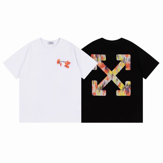 9066# Off White New Loose Fit Short-Sleeved T-Shirt Size Sml Xl Color Black W