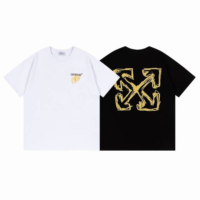 9065# Off White New Loose Fit Short-Sleeved T-Shirt Size Sml Xl Color Black W