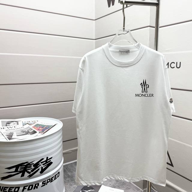 Moncle * 280G Round Neck Short-Sleeved T-Shirt Classic Embroidered Badge Printed