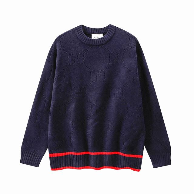 gucci Gucci Hollow Double G Jacquard Round Neck Sweater Color Blue Size Sml X