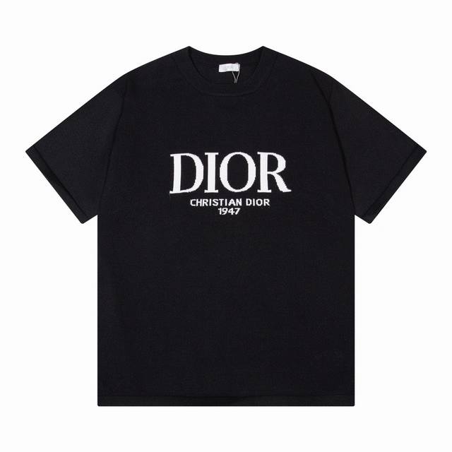dior Spring New Dior Chest Logo 1947 Jacquard Round Neck Knitted T-Shirt Colo