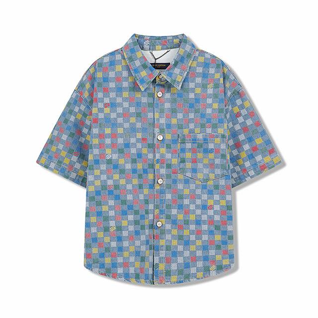 lv Correct Version Custom Dyed Cloth Color Chessboard Color Matching Lapel De