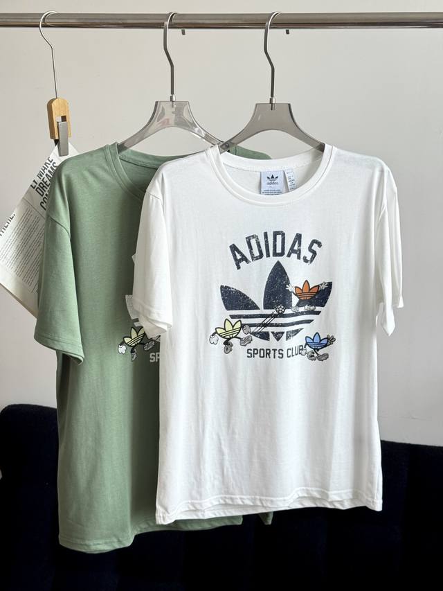 7644 Adidas Clover Print Short-Sleeved T-Shirt A Treasure T-Shirt That Korean