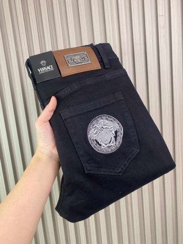 Classic Brand Versace New Jeans For All Seasons, Stretch Skinny Jeans, Trendy Sl