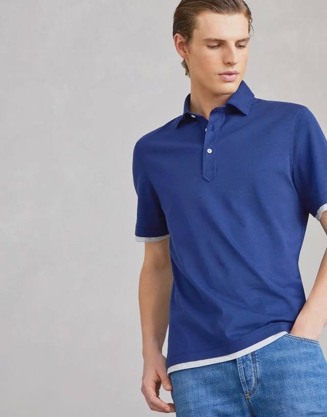 ouk Top Quality Men's Fake Two-Piece Shirt Collar Cotton Jersey Polo Shirt Or