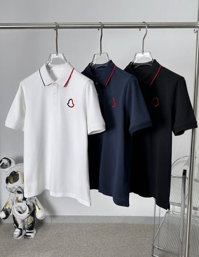ouk High-Quality Cotton Mesh Beaded Fabric Lapel Short-Sleeved T-Shirt Iconic