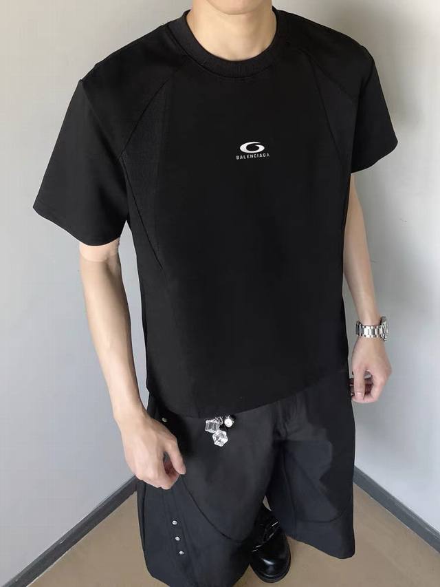 Style No. Wkd47 Balenciaga 2025Ss Circular Logo Printed Short Sleeve T-Shirt Cou