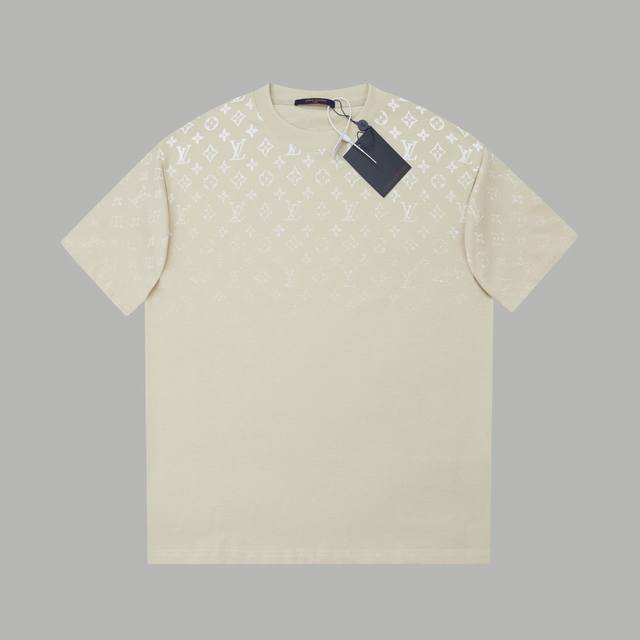 High Quality Lv 2025 Early Spring New Monogram Old Flower Gradient Short-Sleeved