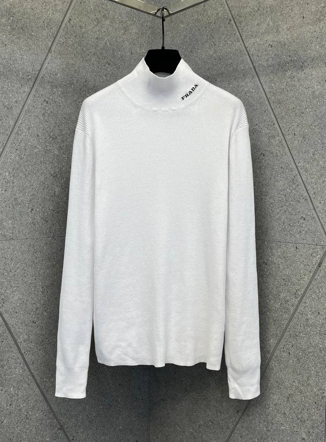 Real Object Hanging Prada Show Model High Collar Base Sweater White Model Spot S