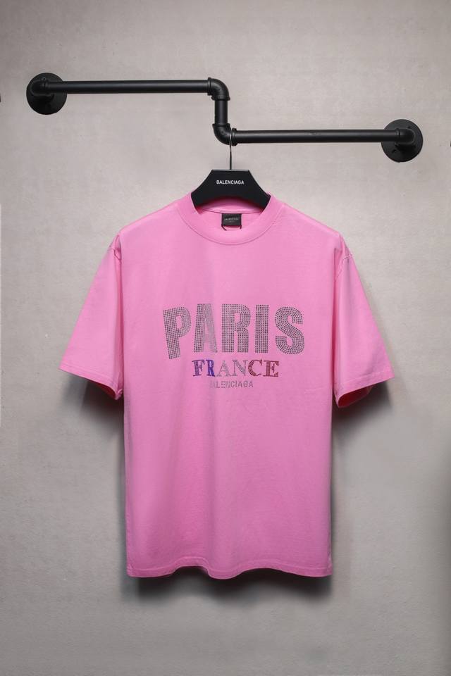 aeniaa New Paris Diamond T-Shirt Short Sleeves 240G Fabric Process Washed Usi