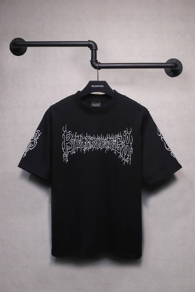 aeniaa New Flame Letter Logo Short-Sleeved T-Shirt Weight 240 Process Washing