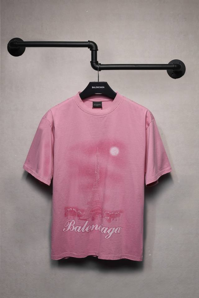 aeniaa Balenciaga Eiffel Tower Night View Short Sleeve T-Shirt Weight 240G Wi