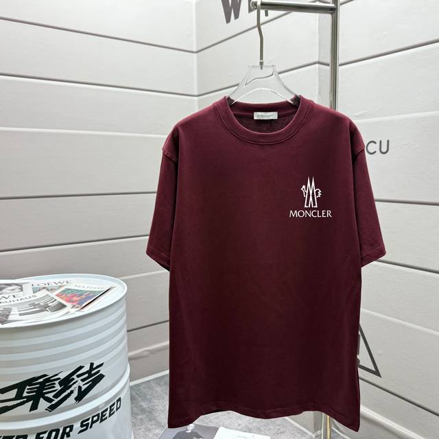 Moncle * 280G Round Neck Short-Sleeved T-Shirt Classic Embroidered Badge Printed
