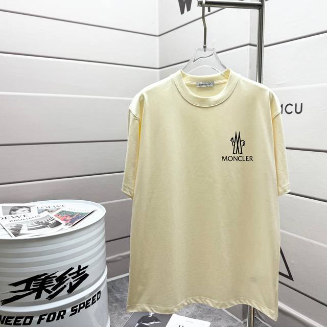 Moncle * 280G Round Neck Short-Sleeved T-Shirt Classic Embroidered Badge Printed