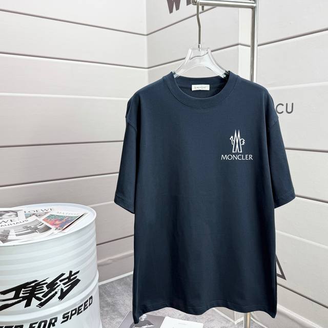 Moncle * 280G Round Neck Short-Sleeved T-Shirt Classic Embroidered Badge Printed