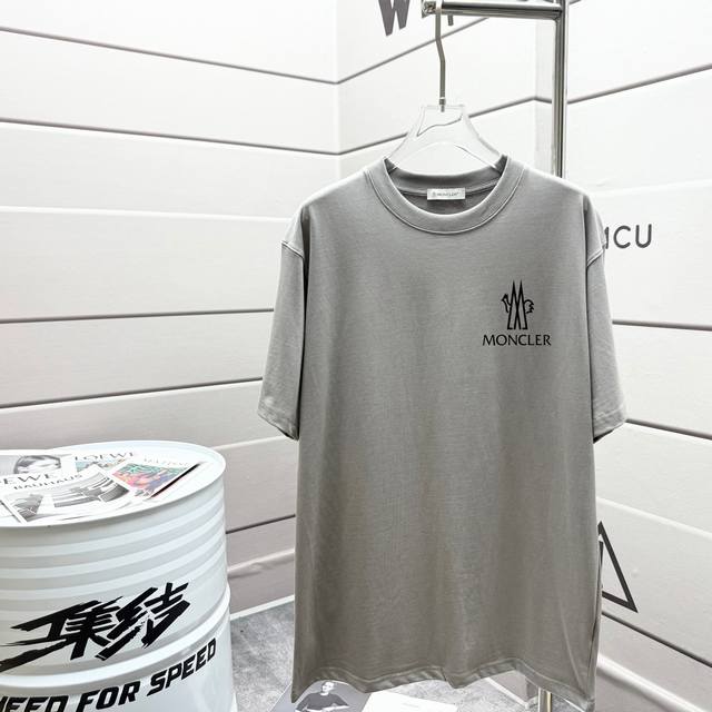 Moncle * 280G Round Neck Short-Sleeved T-Shirt Classic Embroidered Badge Printed
