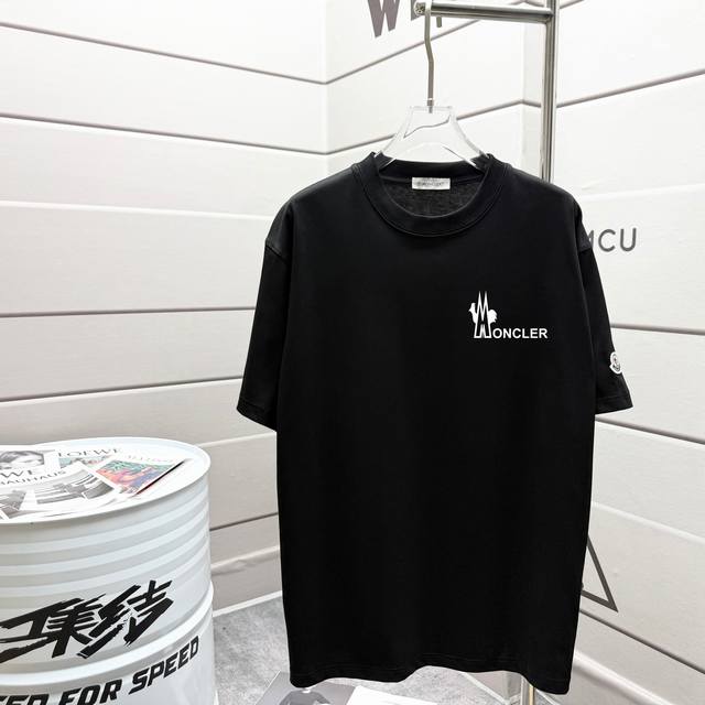 Moncle * 280G Round Neck Short-Sleeved T-Shirt Classic Embroidered Badge Printed