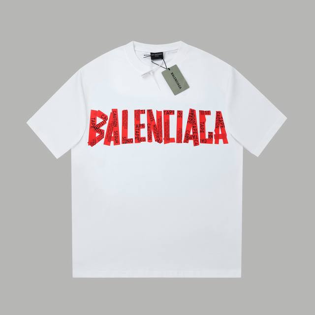 balenci*Ga 25Ss Early Spring New Red Masking Paper Printed Short Sleeves Ligh