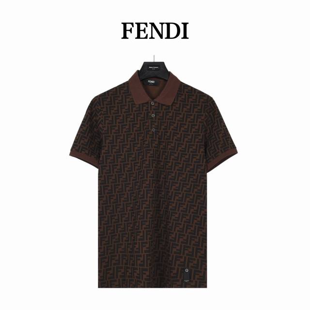 fendi Fendi Double F Full Print Short-Sleeved Polo Shirt Classic Hot-Selling