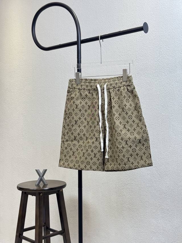 Style No. B13 Lv Louis Vuitton Full Print Logo Jacquard Denim Shorts Couples Sam
