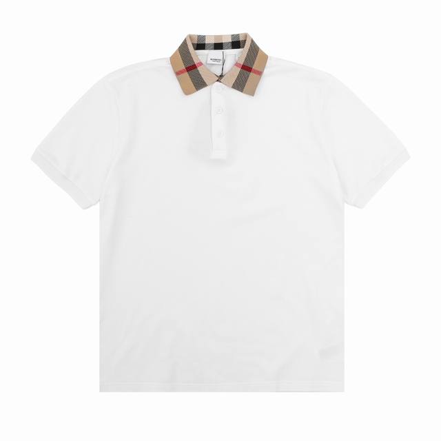 burberr* Bbr Plaid Color Matching Collar Lapel Polo Short Sleeves Size Xs-L