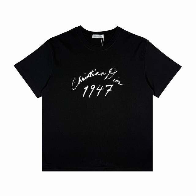 cd 1947 Letter Printed Round Neck Short Sleeves Size Xs-L