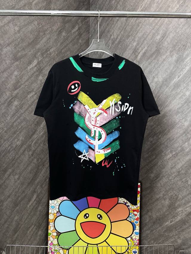 Style Number G52 Saint Laurent Colorful Painted Round Neck Short Sleeves Saintla