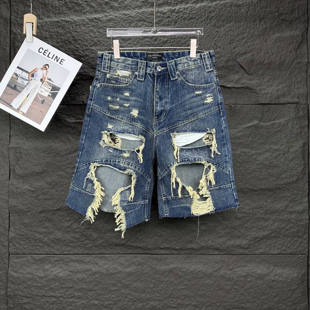 Balenciaga 2025 New Style Stitching Old High Street Damaged Couple Style Washed