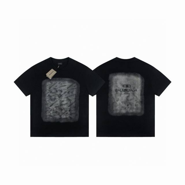 Style No. Y102 Balenciga Gradient Letter Short-Sleeved T-Shirt The Front And Bac