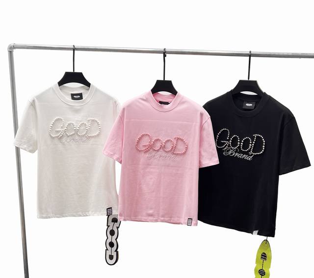 F48 Good Top Version In The Market 320G Goodbrand Simple Pearl Slogan Round Neck