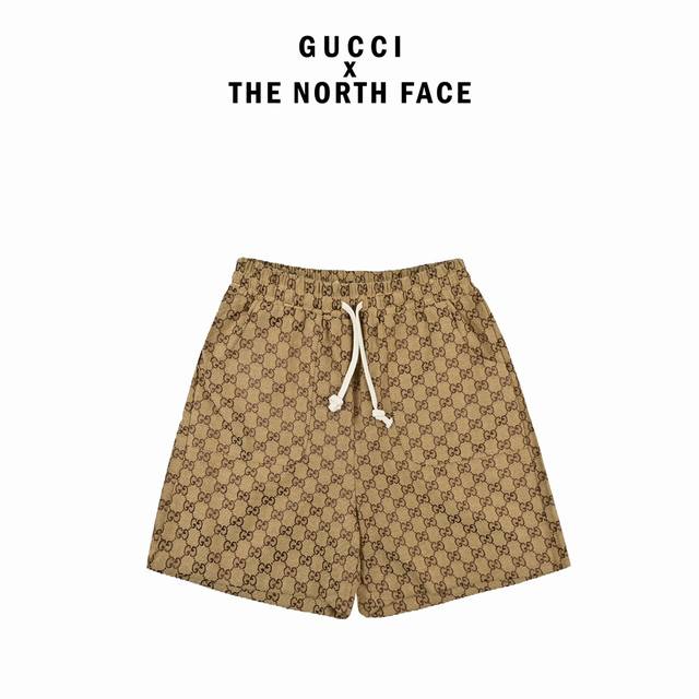 Gucci Co-Branded North Face Classic Double G Khaki Shorts The Fabric Is Made Of