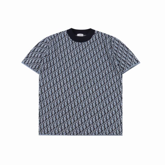 dior Cd 25Ss Full Print Jacquard Logo Knitted Short Sleeve T-Shirt Original P