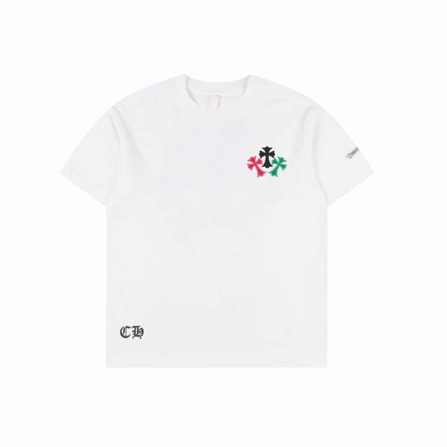 chrome Hearts Chrome Hearts Colorful Full Leather Logo Cross Short-Sleeved T-
