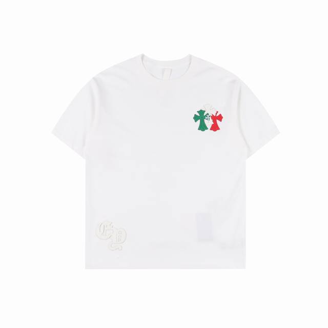 chrome Hearts Chrome Hearts Colorful Leather Label Cross Short-Sleeved T-Shir
